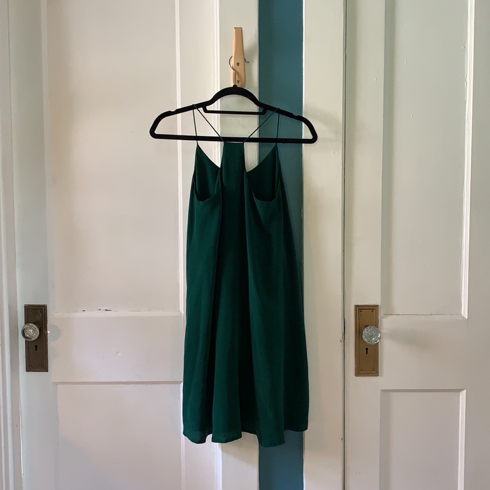 āļø GRANA Luxury Lounge Silk Racerback Trapeze Slip Dress, Emerald, XXS - Picture 3 of 7